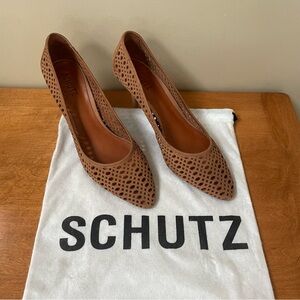 SCHUTZ Tan Brown Neutral Perforated Heels